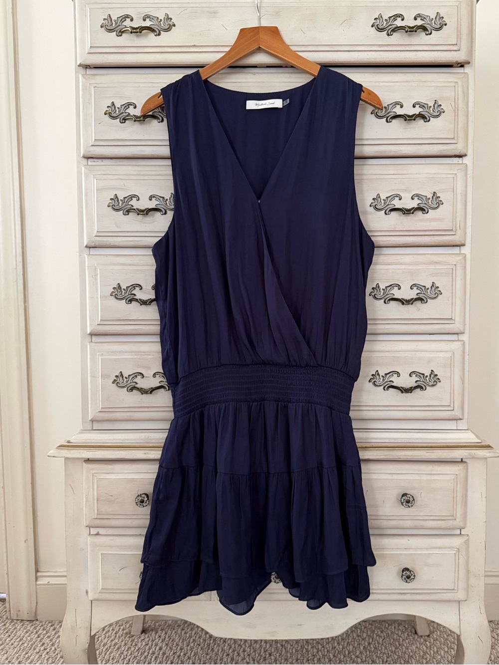 Vici Navy Smocked Waist Dress
